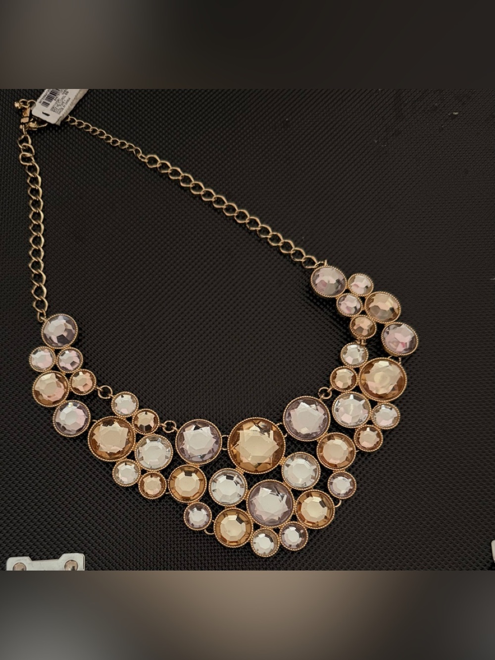 Gold-Tone Statement Necklace with Champagne and Clear Crystals